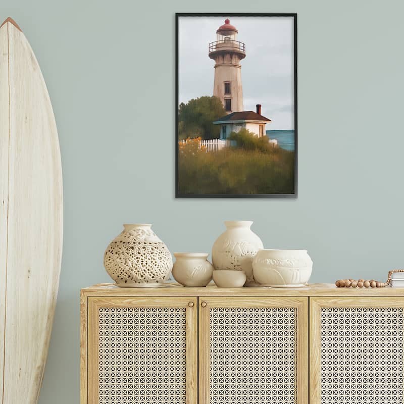 Stupell Scenic Summer Lighthouse View Framed Giclee Art Design By Elizabeth Medley