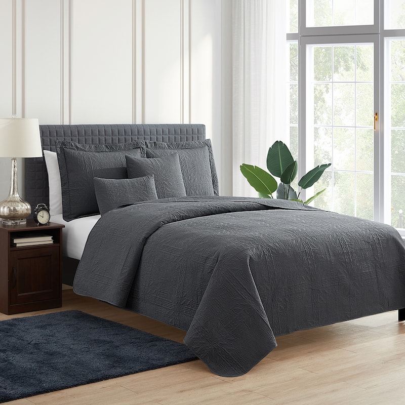 Clara Clark Bedspread Quilt Set - Grid Weave Pinsonic Lightweight Coverlet Set