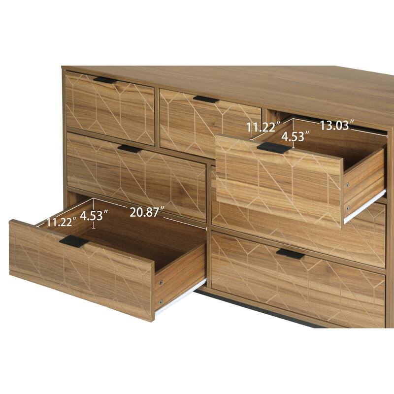 Walnut 7 Drawer Dresser Cabinet