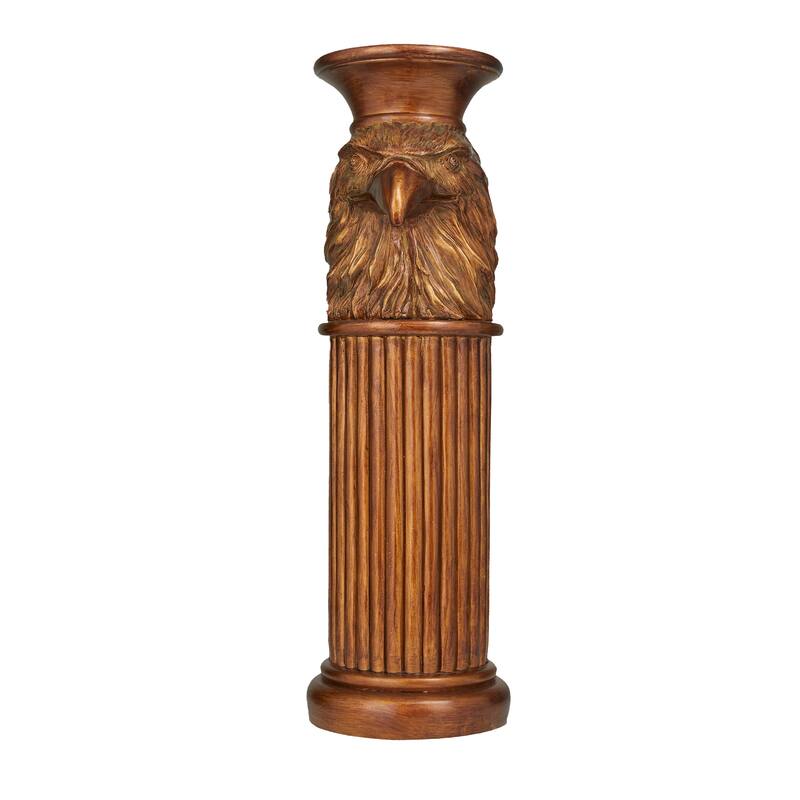Bronze Polystone Traditional Eagle Pedestal Plant Table Stand 24" - 7 x 9 x 24