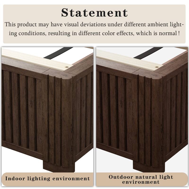 GDFStudio - Modern Solid Wood Low-Profile Platform Bed Frame with Fluted Headboard, Heavy-Duty Support & No Box Spring Needed