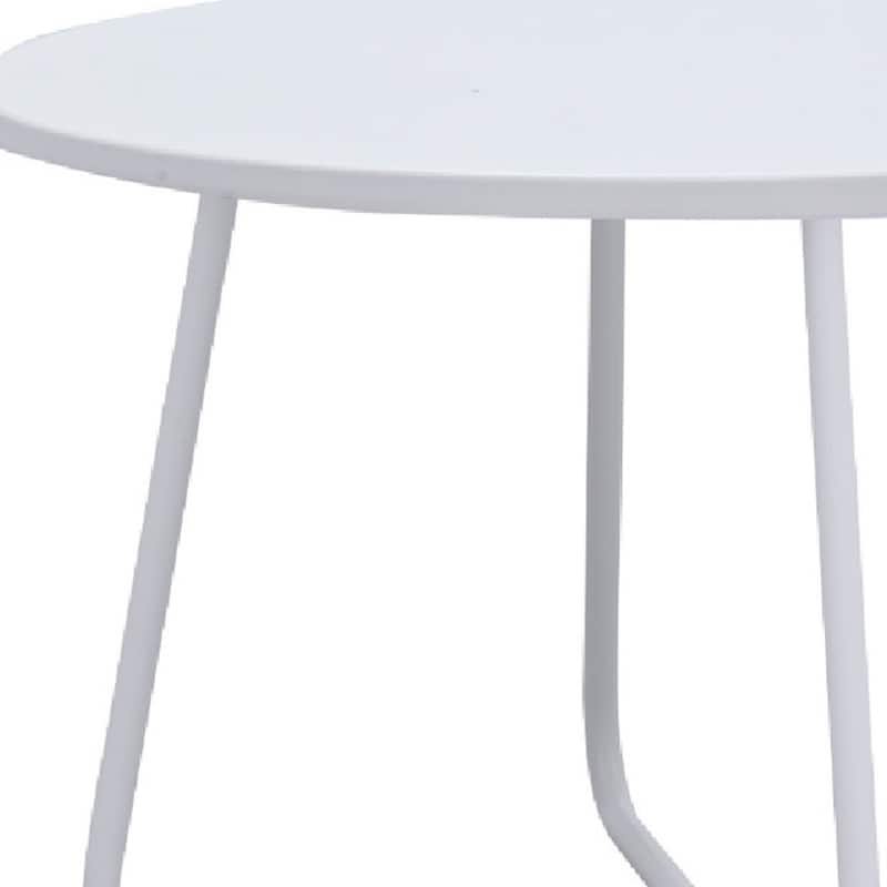 HomeRoots 28" White Wood And Metal Round Cross Legs Coffee Table - 28 in. x 17 in. x 28 in.