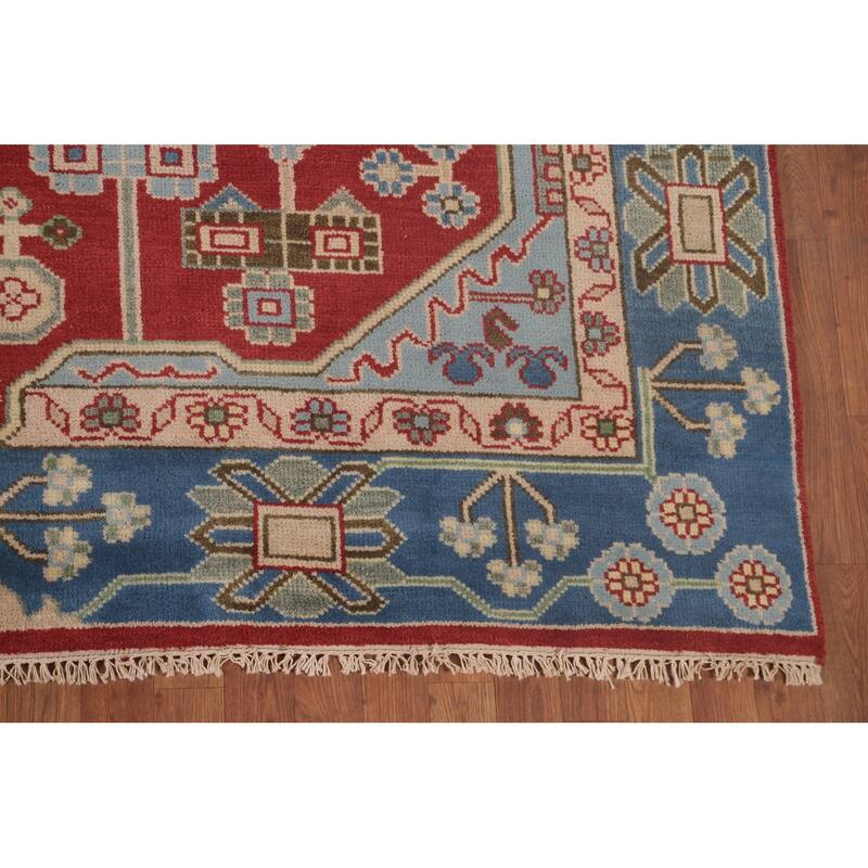 Geometric Kazak Area Rug Hand-Knotted Wool Carpet - 7'9" x 9'9"