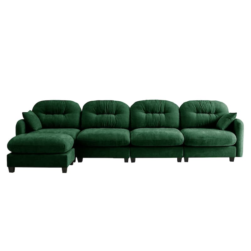 GDF Studio - Kitty Modern Chenille Upholstered Modular Sectional Sofa with Ottoman and Tufted Backrest