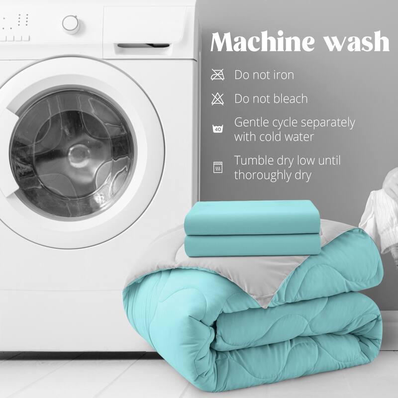Lightweight Reversible Microfiber Down Alternative Comforter Set