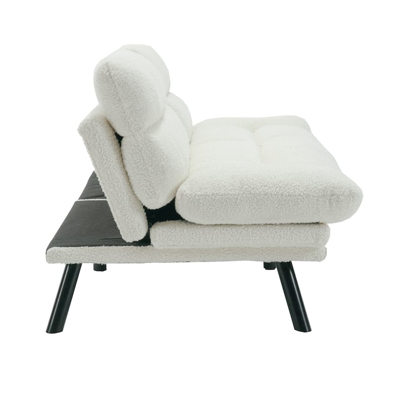 Modern Upholstered 2 Seaters Sleeper Sofa with Thick Cushion and Metal Feet