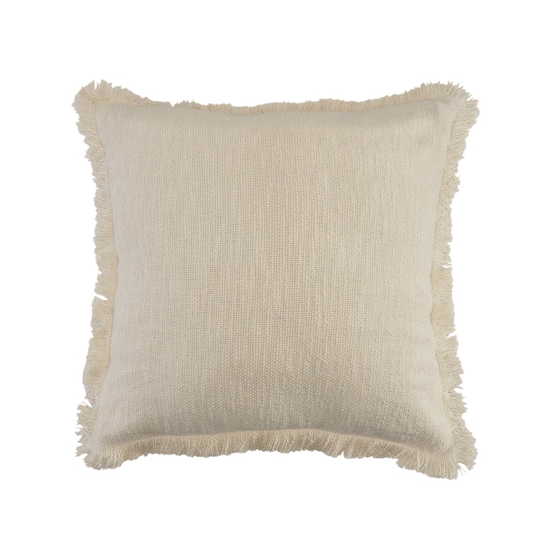 Sevita Solid Cotton Fringe Throw Pillow
