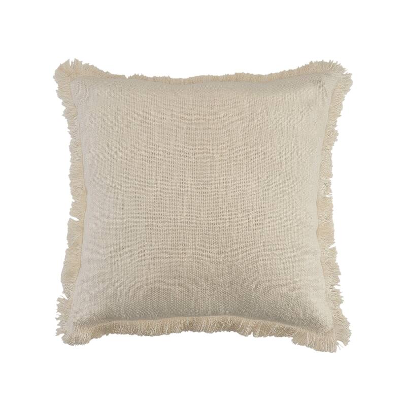 Sevita Solid Cotton Fringe Throw Pillow