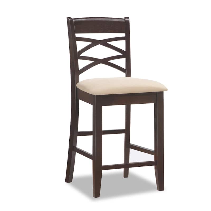 KD Furnishings Moss Heather Seat Wood Double Crossback Counter-height Stools (Set of 2)