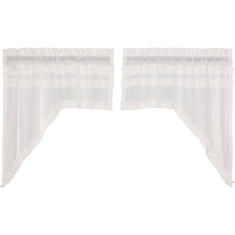 White Ruffled Sheer Petticoat Swag Set of 2 36x36x16 - Swag 36x36x16
