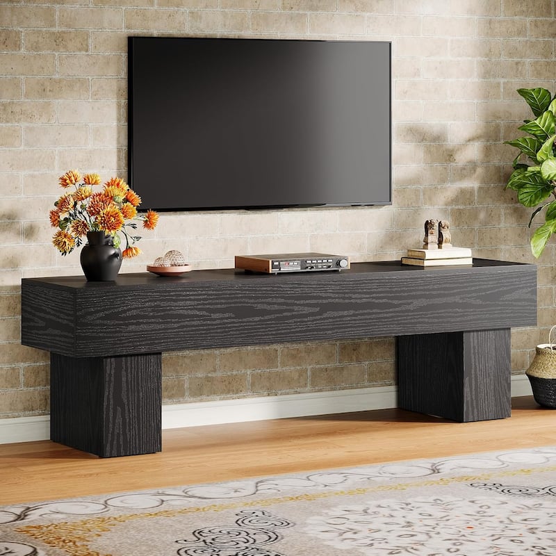 63 Inches TV Stand, Farmhouse Entertainment Center - Black
