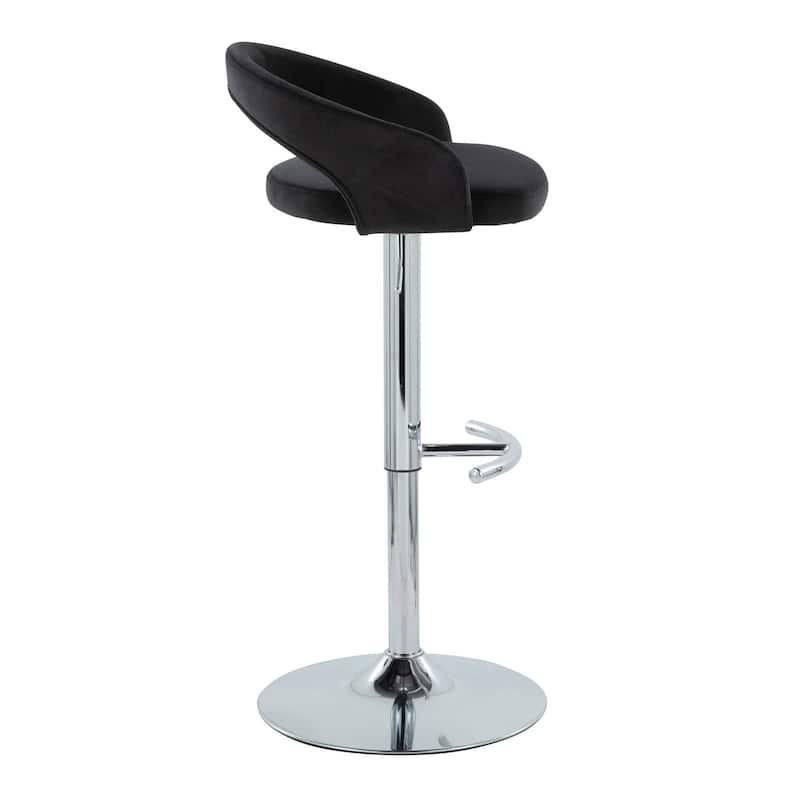 Grotto Upholstered Adjustable Barstool with Chrome Metal - Set Of 3