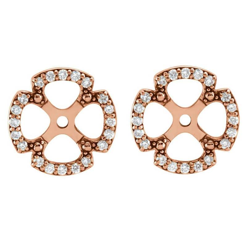 1/5Ct Clover Diamond Earring Jackets Rose Gold (5-5.5mm)