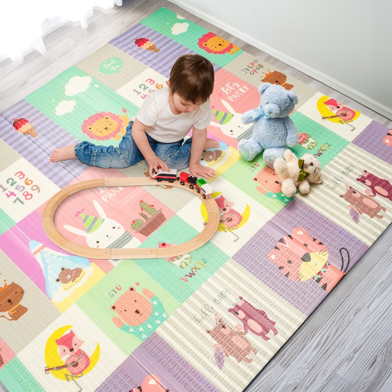 Sorbus Foldable Baby Kids Play Mat, Floor Foam Mats with Travel Bag - Waterproof Foldable - 78" x 70" x 0.4" - 78 x 70 x 0.4”