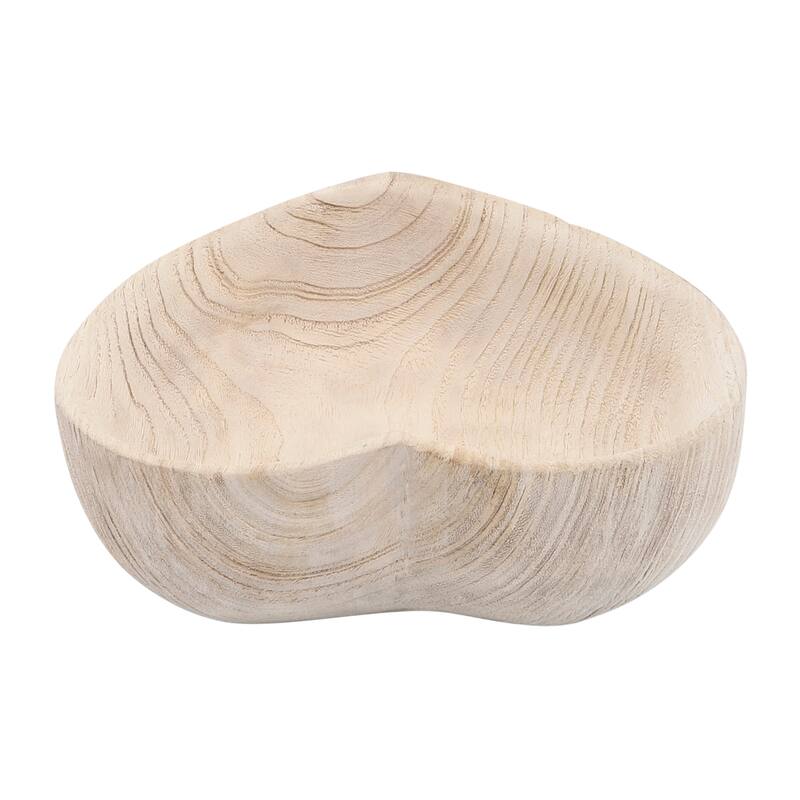 Sagebrook Home Handcrafted Paulownia Wood Decorative Bowls, Heart-Shaped Nesting Design, Set of 2 - 10" x 10" x 3"