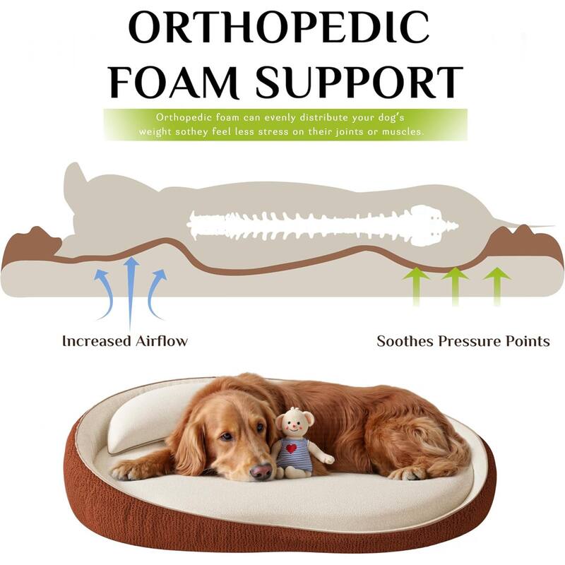 WOWMAX Orthopedic Dog Beds For Extra Large Dogs, With Extra Pillows, Non Slip Bottom Couch Bed With Washable Removable Cover