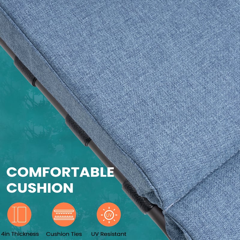 Outdoor Adjustable Patio Chaise Lounge Chair with Cushion Beach Poolside