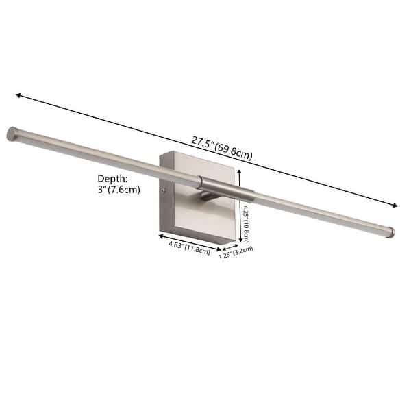 dimension image slide 19 of 34, JONATHAN Y 28" Dimmable Integrated LED Metal Wall Sconce