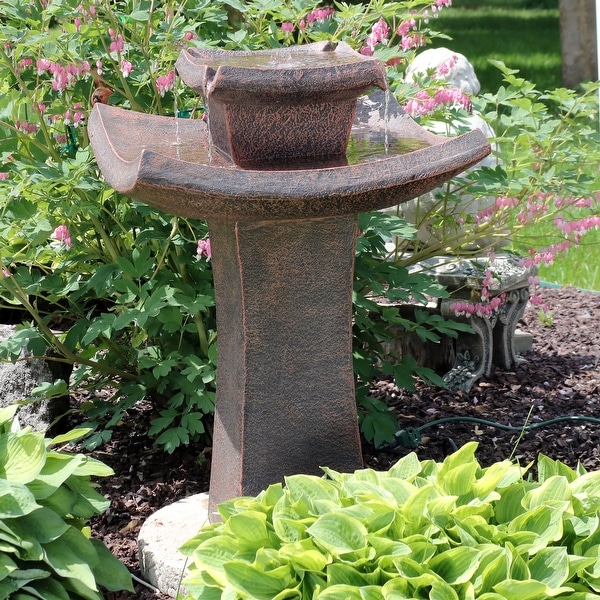 Bird Wildlife Accessories 2 Tier Solar Lighted Birdbath Water