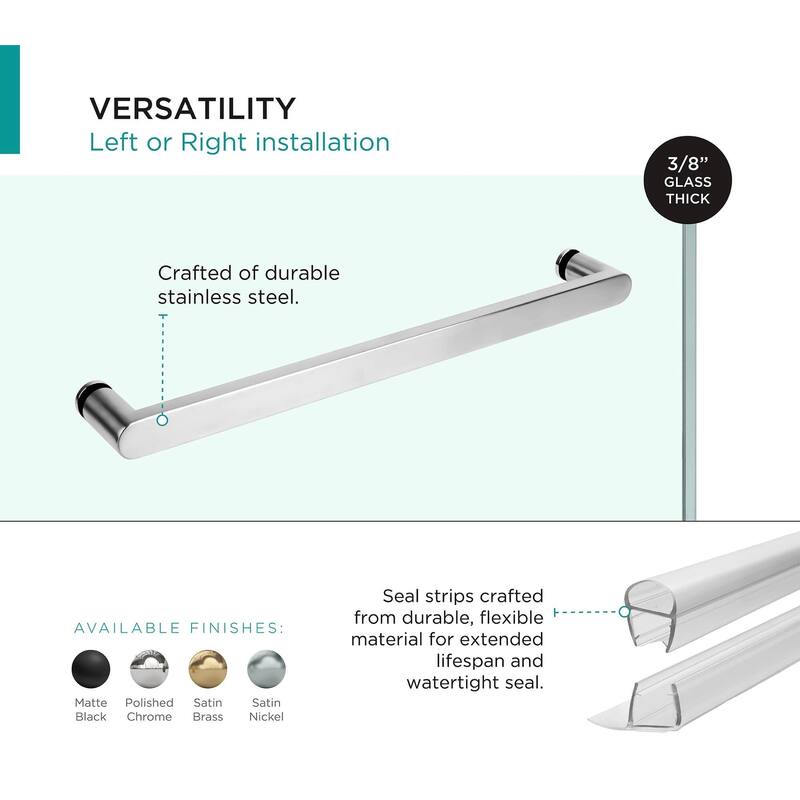 Fine Fixtures 60" Frameless Double Sliding Tub Door - 60" x 66"