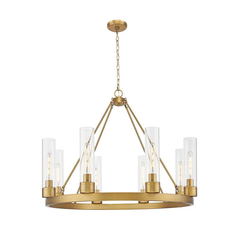 Innovations Lighting Downtown Urban - Boreas - 6 Light 36" Chandelier with 11" Shades - Clear/Brushed Brass