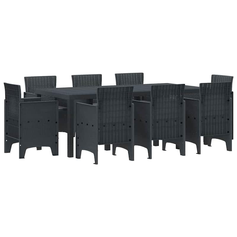 vidaXL Garden Dining Set 7/9 pcs Anthracite/Brown Polt rattan - 200 x 100 x 73 cm