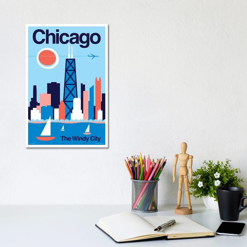 iCanvas "Chicago Minimalist Travel Poster" by Jim Zahniser Canvas Print - 12x8x0.75