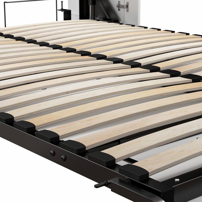 Orion Full Murphy Bed with Storage Cabinet and Fold-Out Desk by Bestar