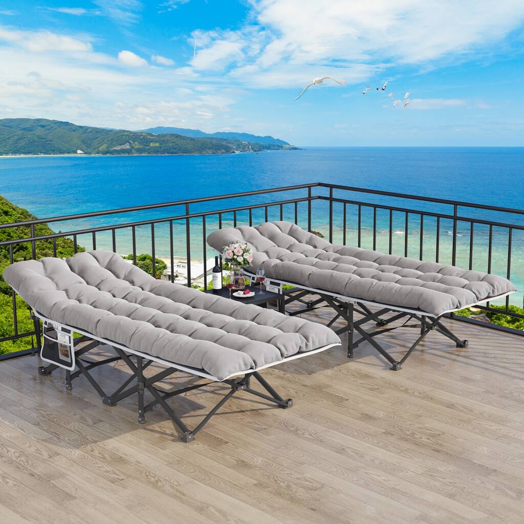 74.8' terrace recliner portable recliner lounge folding with Cushions (Set of 2)