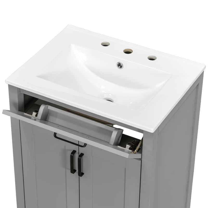 GDFStudio - Nova Wood & Ceramic Bathroom Vanity Cabinet with Single Sink
