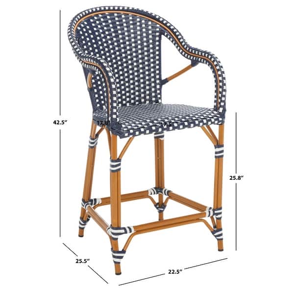 dimension image slide 3 of 5, SAFAVIEH California Outdoor Bistro 26-inch Counter Stool with Arms - 23" W x 26" D x 43" H