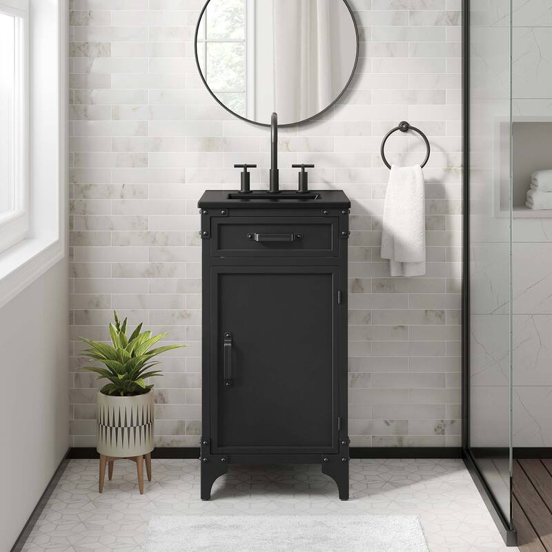 Steamforge Bathroom Vanity Basin Included - 18" - Black Black