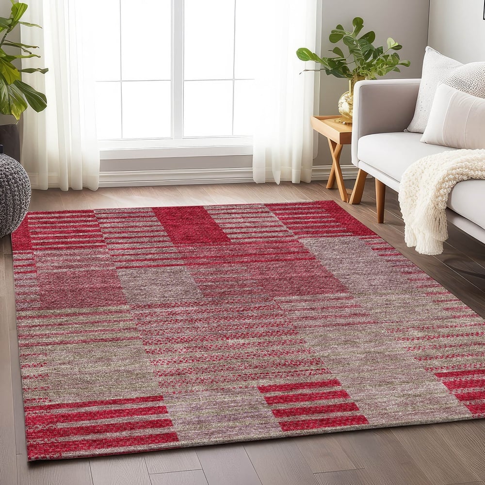 Premium Washable Super Soft Geo Stripe Mayfield Rug