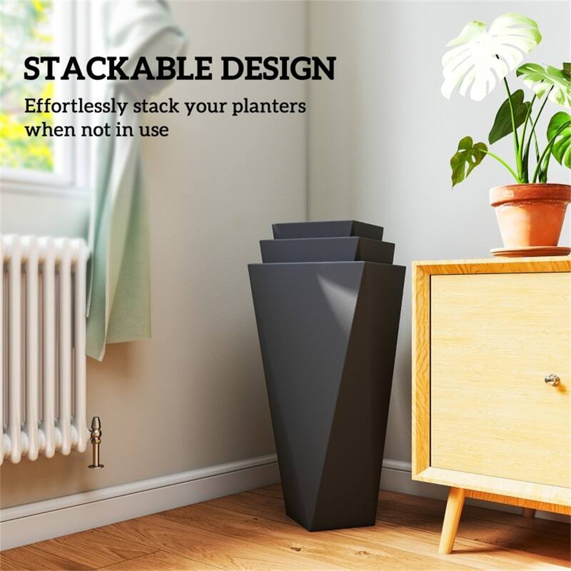 3-Piece Stackable Garden Bed Planter with Drainage Holes