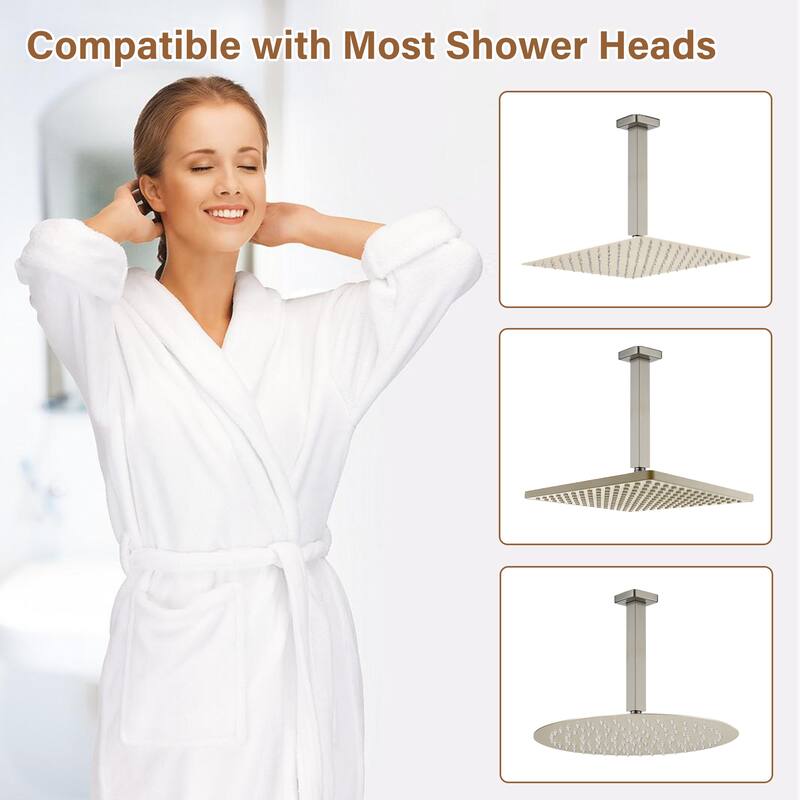 8 in. Square Ceiling Mount Standard Shower Arm and Flange