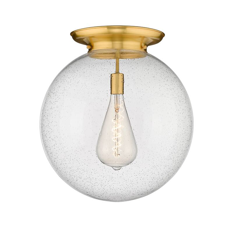 Innovations Lighting Beacon - 1 Light 18" Flush Mount - Satin Gold/Seedy
