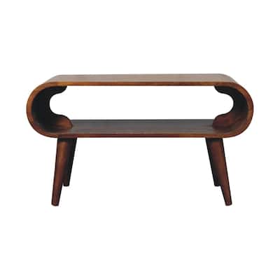 Artisan Furniture Solid Wood Open Chestnut Coffee Table, Brown with Storage