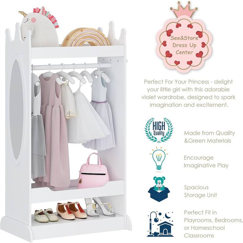 Kids Dress up Storage with Mirror - 14.96"D x24.53''W x 45.3''H