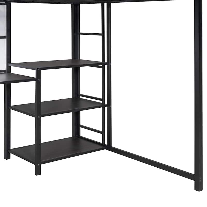 Full Size Loft Bed with Desk, Whiteboard, and Shelves, a Versatile and Functional Piece for Any Bedroom