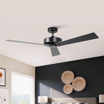52" Black Modern Ceiling Fan without Light - 52" W x 10.9" H