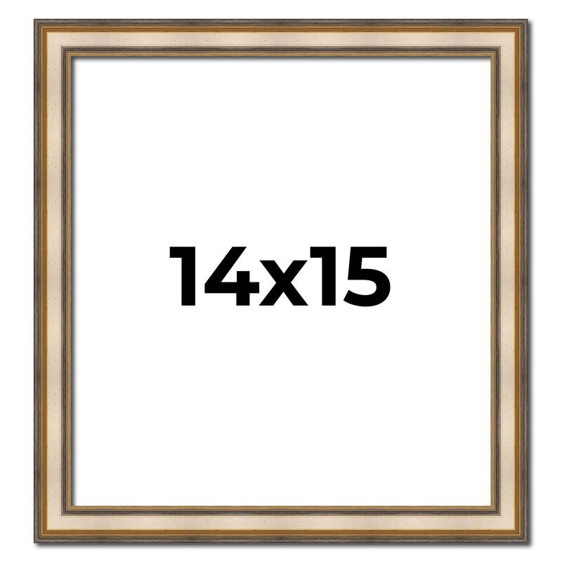 14x15 Frame Gold Solid Wood Shadow Box Width 1.5 Inches | Interior Frame Depth 2 3/8 Inches