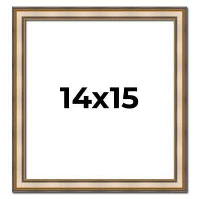 14x15 Frame Gold Solid Wood Shadow Box Width 1.5 Inches | Interior Frame Depth 2 3/8 Inches