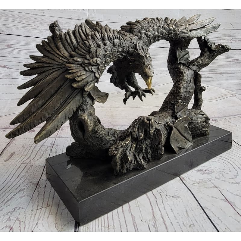 Original Milo Large American Bad Eagle Landing Bronze Sculpture Statue Figurine