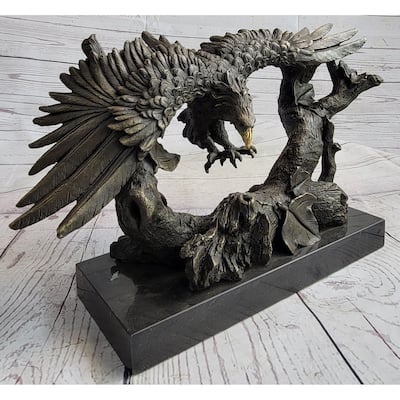 Original Milo Large American Bad Eagle Landing Bronze Sculpture Statue Figurine