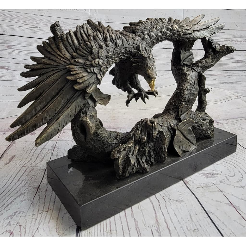 Original Milo Large American Bad Eagle Landing Bronze Sculpture Statue Figurine