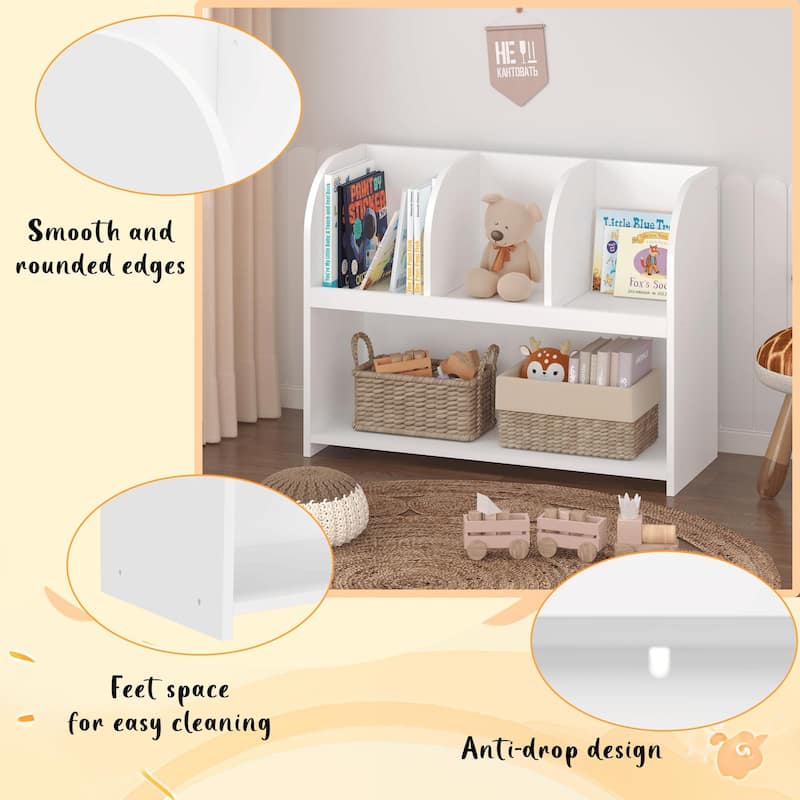 Kids Bookcase with 4 Compartments, Storage Book Shelf, Storage Display, Rack,Toy Organizer for Children's Room, Playroom