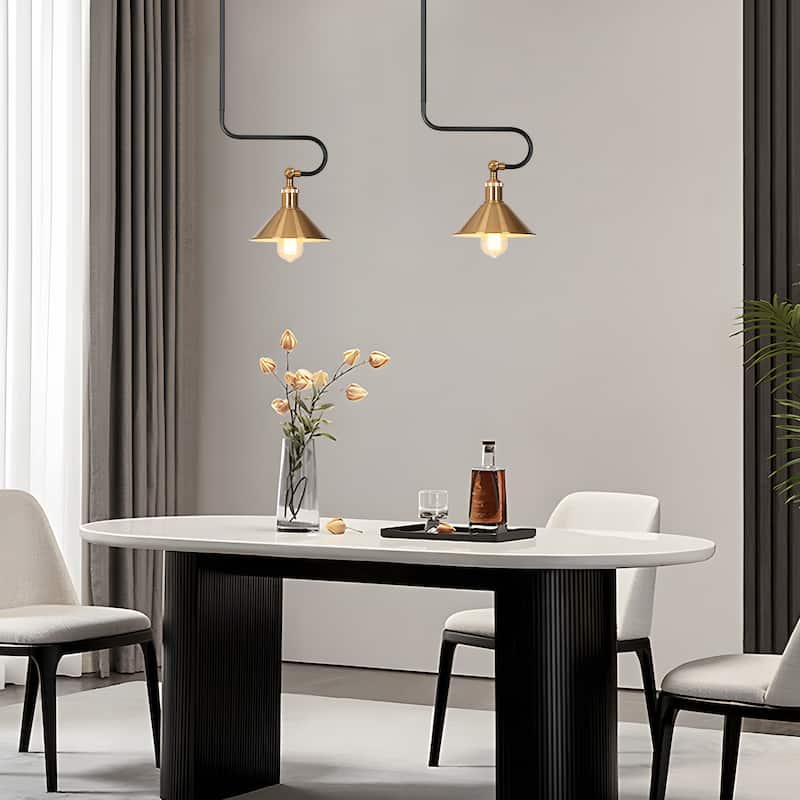 Modern Vintage 1-Light Gold Brass Metal Pendant Light Foyer Ceiling Lights
