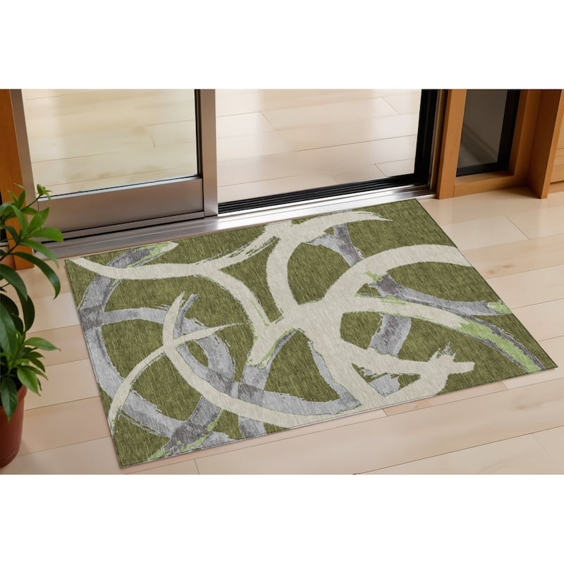 HomeRoots Abstract Transitional Rectangle Outdoor Rug - 3' x 5'