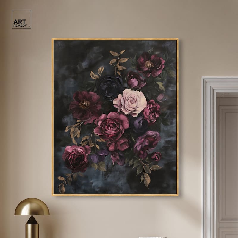 Vintage Dark Roses Canvas by Art Remedy