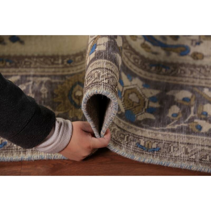 Tabriz Persian Rug Hand-Knotted Traditional Beige Wool Carpet - 6'5"x 9'4"